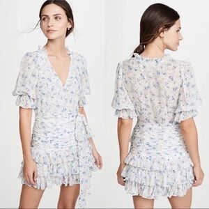 LoveShackFancy Hannah Floral Silk Mini Dress
